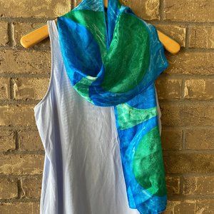 Blue and Green Silk Scarf